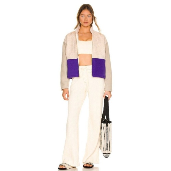 Luxury Donni. Color block fleece tri Sherpa large zip up jacket - Picture 3 of 7